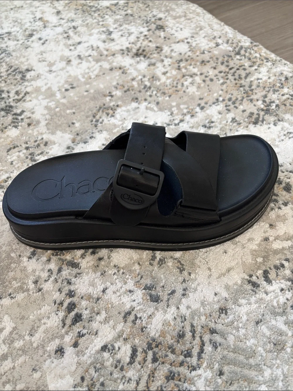 Chaco Black Double-Strap Slide Sandals with Buckle